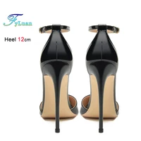 6cm 8cm 10cm 12cm Patent Leather Women Ankle Strap Pumps Pointed Toe Sexy High Heel Shoes Customize 33-46 Stiletto Talon Femme 2