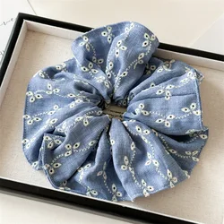 Japanese Fashion Hollow Out Denim Scrunchies - Large Size Hair Accessories (Blue hollow out)