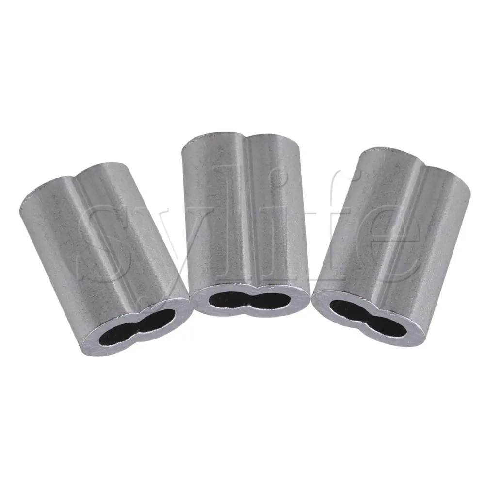 Pipe Clip 25PCS 3mm Double Hole Wire Rope Aluminum Clamp Clip Sleeve M3