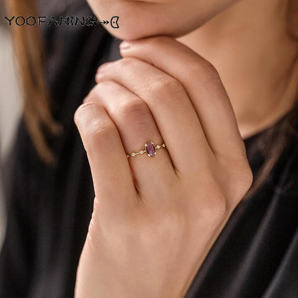 Exquisite 18K Gold-Plated Amethyst Ring for Luxurious Women's Fashion