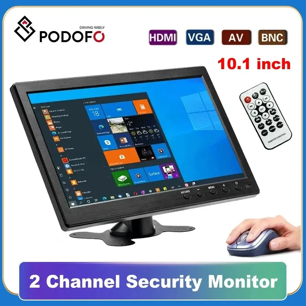 10.1" LCD HD Monitor Mini TV Computer Display Color Screen 2 Channel Video Input Security Monitor With Speaker VGA monitor display