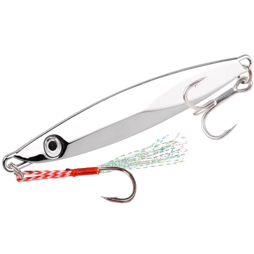 Leurres de pêche gabarit en métal cuillère rotative plume crochet en carbone appât artificiel dur oeil lumineux coulant coulée matériel de bar Pesca  18