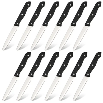 12 Pieces 4.5 Inch Steak Knives Set, Round Tip Serrated Steak Knives 1