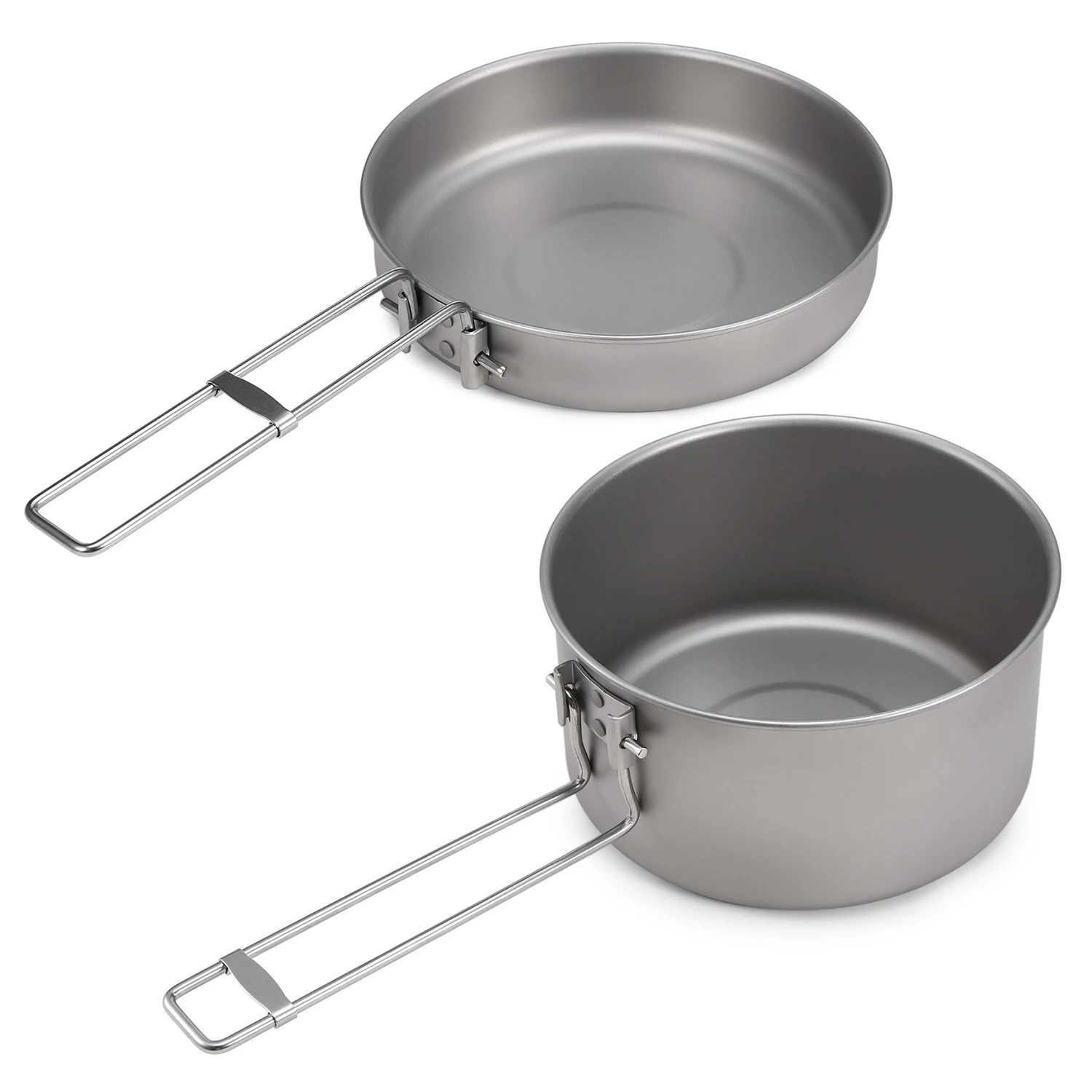 Titanium Camping Cookware Set With Lid And Foldable Handles_voghion.com