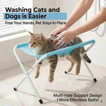 Supporto per Toelettatura Animali Domestici Pieghevole, Sedia da Bagno per Cani e Gatti, Tavolo di Supporto in Rete Traspirante per Animali di Piccola Taglia