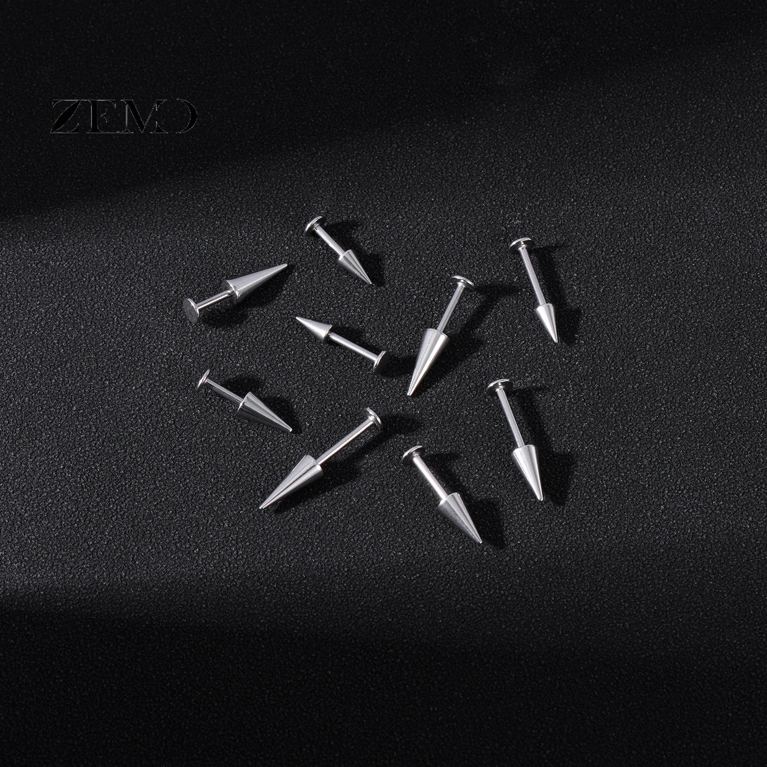 ZEMO 10 Stück 16G Spike Labret Lippenpiercing Edelstahl Außengewinde Barbell Lippenstecker Knorpel-Ohrringe Piercing 6/8/10MM – Detail 7