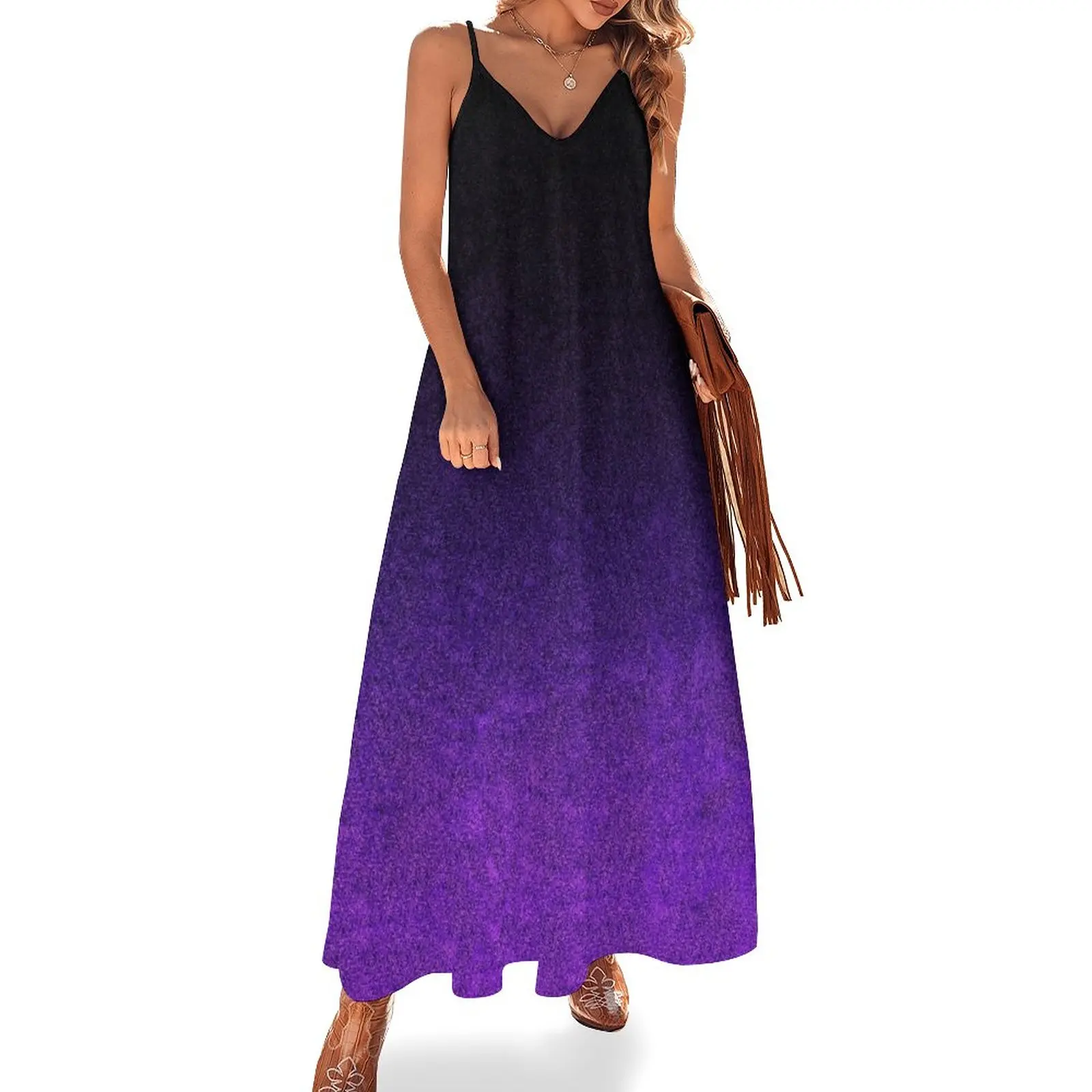 

New Purple & Black Glitter Gradient Sleeveless Dress dresses for women 2023 dresses for womens 2023 elegant dress