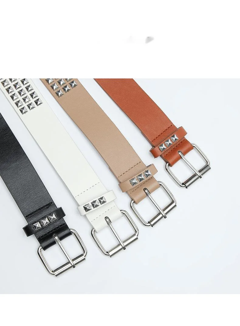 Women's Belt Square Bead Rivet Punk Style Decorative Eye Belt_voghion.com