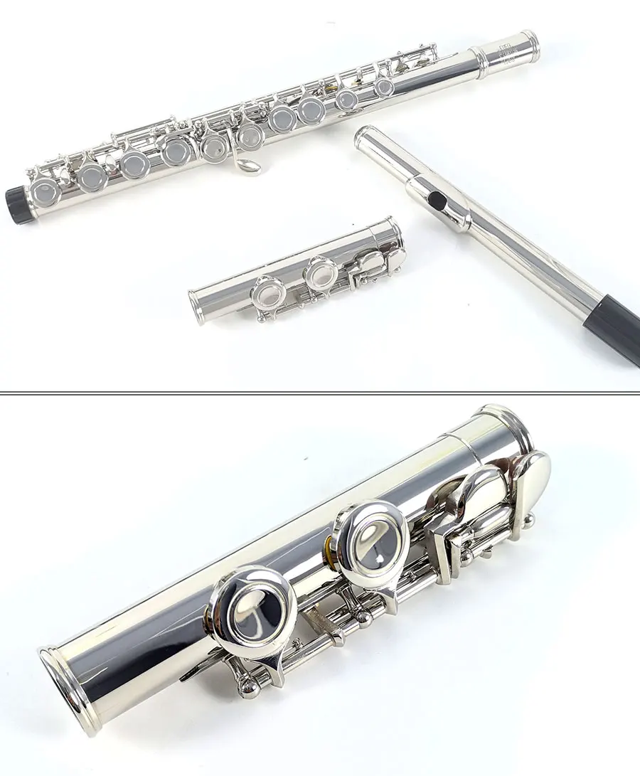 MORESKY Flöte 16/17 Öffnen/Schließen Löcher C-Tasteninstrument Kupfernickel vernickelt Konzert mit E-Taste MFL-601/602 – Detail 1