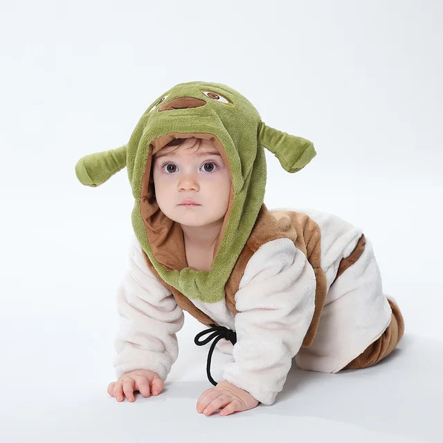 Kawaii Costume pour enfant bébé 0-3 ans mignon vert monstre combinaison hiver chaud Onesie Anime Cosplay Kigurumis tenue 2024 1