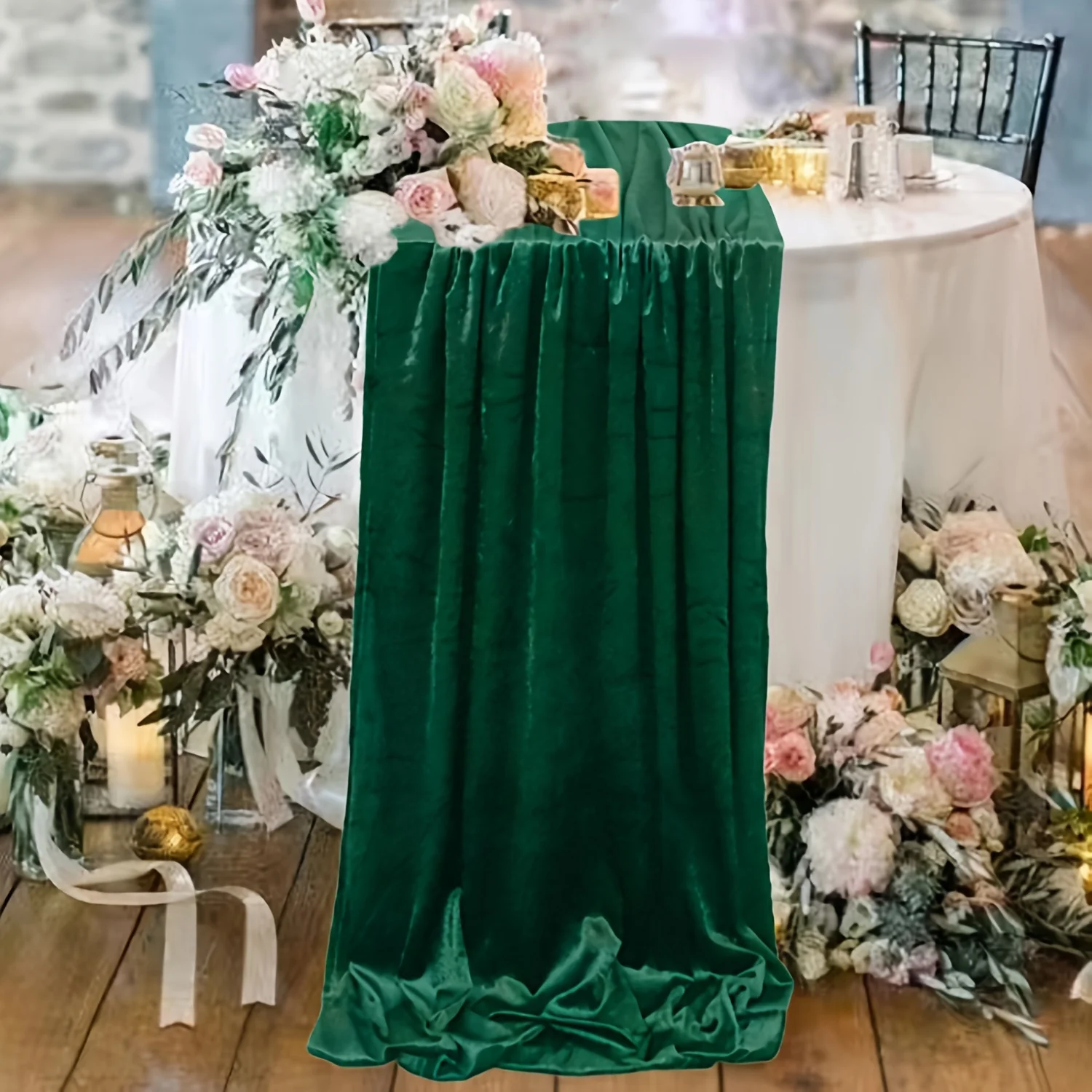 1pc Luxurious Solid color Velvet Table Runner, Wedding