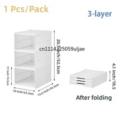 Foldable Transparent Shoe Storage Box - Stackable Dustproof Organizer Cabinet (3 Layers - 00151)