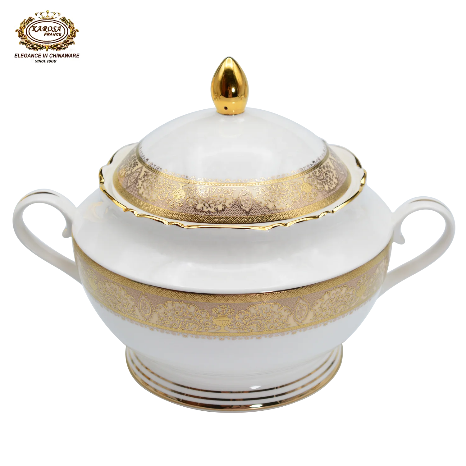 Luxury Embossed Gold Tableware Royal Style Bone China Dinnerware