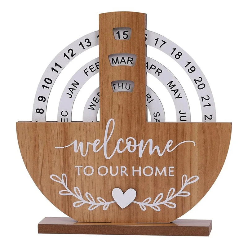 

Wooden Calendar Home Porch Decoration Office Desktop Decoration Manual Rotating Desk Calendar Sweet House