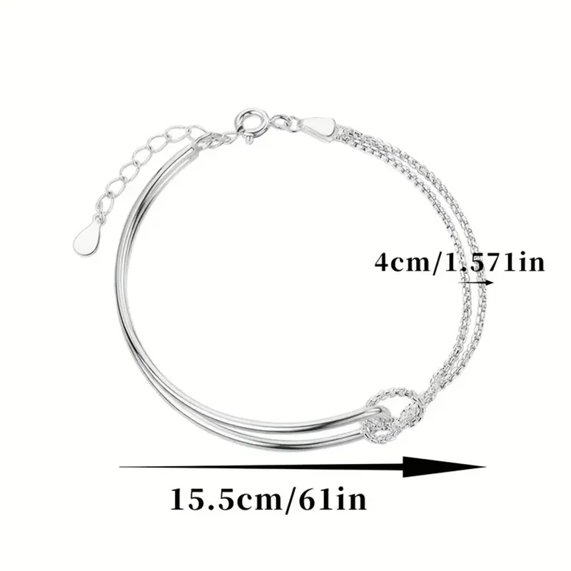 New S925 Silver Minimalist Geometric Collage Bracelet