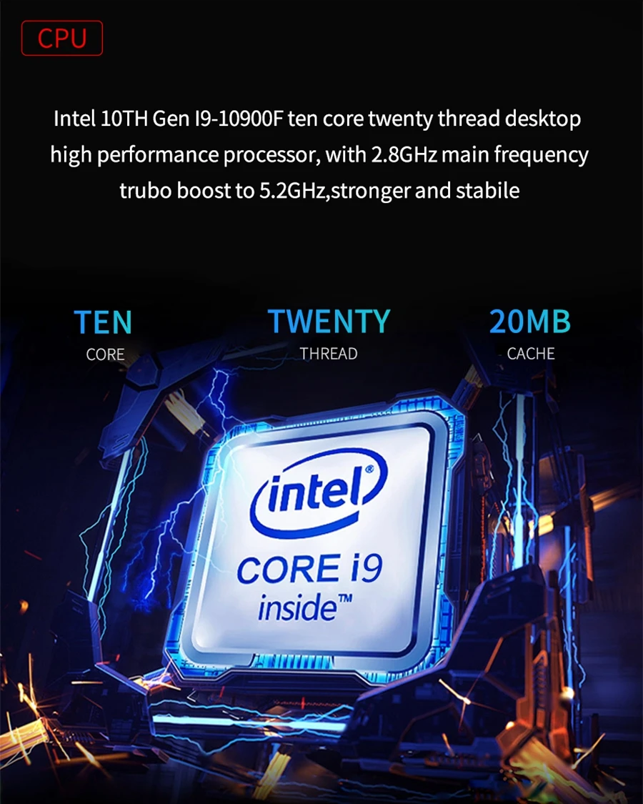 10th Gen Desktop Gaming PC - Intel Core i9 10900F/i7 10700F, GTX 1650 4G, Mini Computadora, M.2 NVMe SSD, Win10 Pro, AC WiFi Description Image.This Product Can Be Found With The Tag Names Barebone Mini PC, Computer Office, Gaming pc