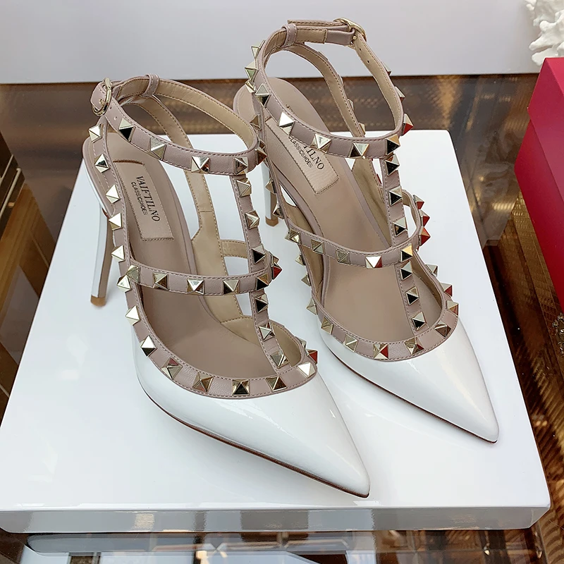 Women Sandals Women High Heels Summer Ankle Strap Party Classic Rivets