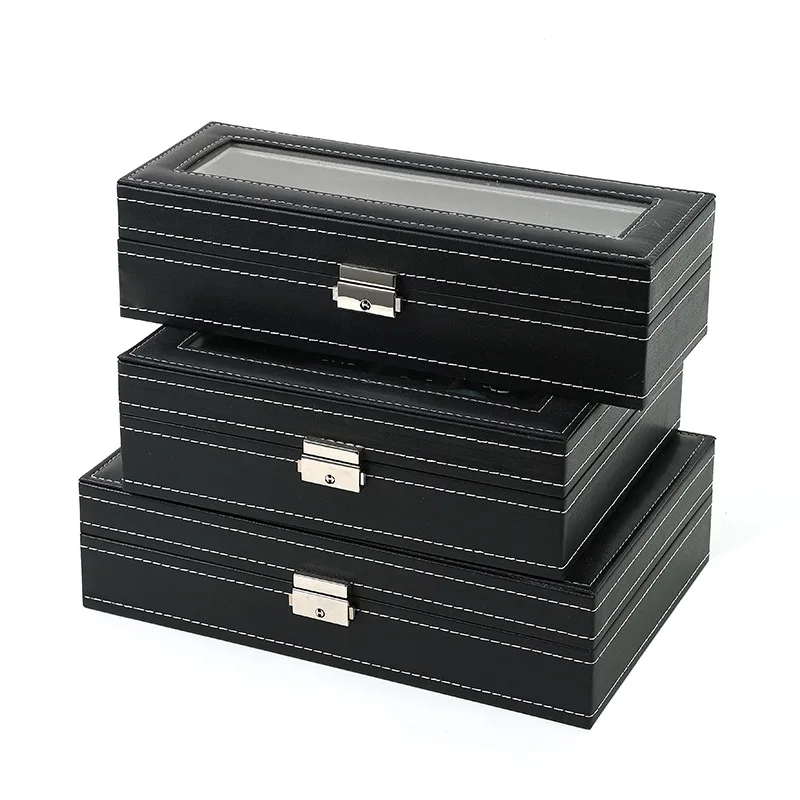 Watch Boxes 2/3/4/5/6/8/10/12 Girds Cases Storage Organizer Case PU Leather Display Jewelry Box