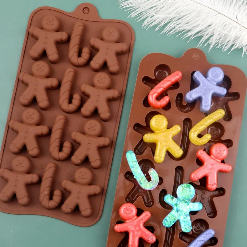 

Christmas Shape Silicone Chocolate Mould Non-stick Fondant Cookie Baking Trays Xmas Trees Candy Gingerbread Man Gift Mold Tools