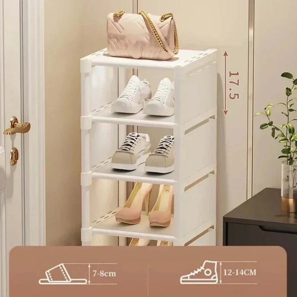 Shoe Rack Shoe Organizer Shoe Cabinet Multilayer Dustproof Shoe Cabinet Household Stackable Simple Entry Level Shoes Rack Metal Organizer Shelves