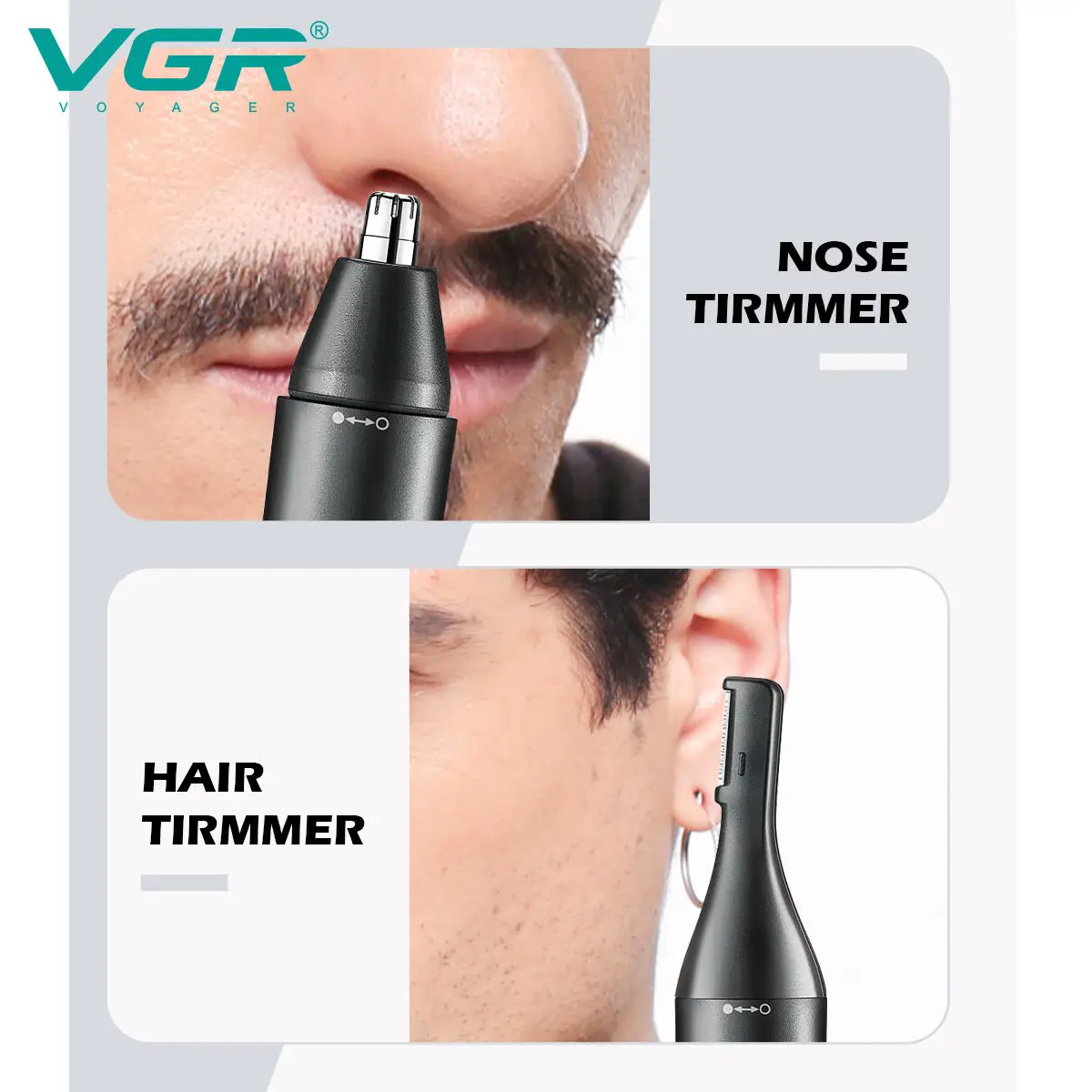 Nose Ear Hair Trimmer VGR V-613 New Design 2 in 1 IPX 5 Waterproof Hair Removal Appliances Rechargeable Electric