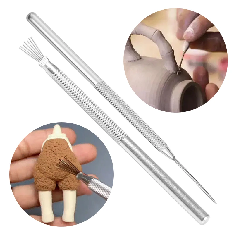 Feather Pin+Pro Needle Wire Texture Pottery Clay Tools Set Texture Brush Tools DIY Ceramics Modeling Tool Pottery Crafts Brush polymer clay tools pottery sculpting tools clay sculpting tools pottery tools clay craft tool