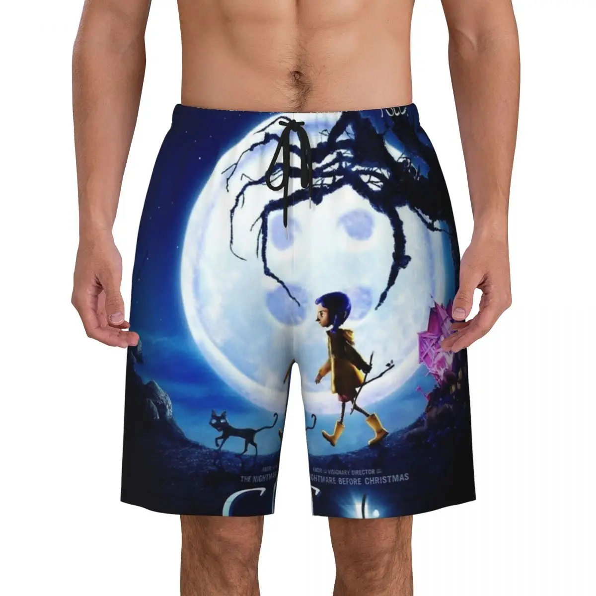 

Halloween Horror Movie Coraline Boardshorts Men Quick Dry Board Shorts Swim Trunks Custom Print Swimwear Suits