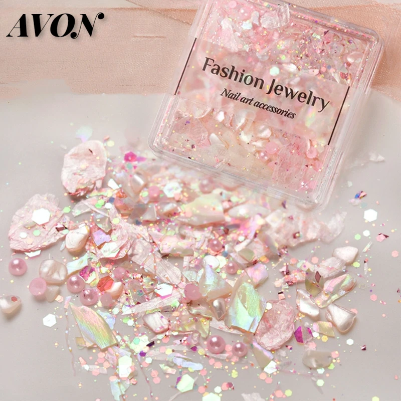 

Mixed 3D Irregular Nail Art Abalone Seashell Slices,Colorful Nail Art for shell Piece UV Gel Flake Mermaid Nail Sequins