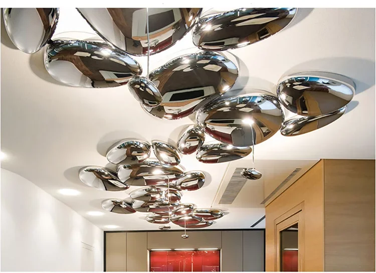 Description Picture 4 of itemSKYDRO ELECTRIFIED CEILING LIGHT silver lamp LED glass ceiling lights Luxury Metal Mercury Ceiling Lamp Foyer art deco lamp