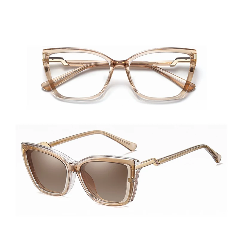 Women Prescription Reading Glasses Optic Lenses Myopia Eyewear High-quality Detachable Magnetic Clips Sunglasses Uv400 Female - 3