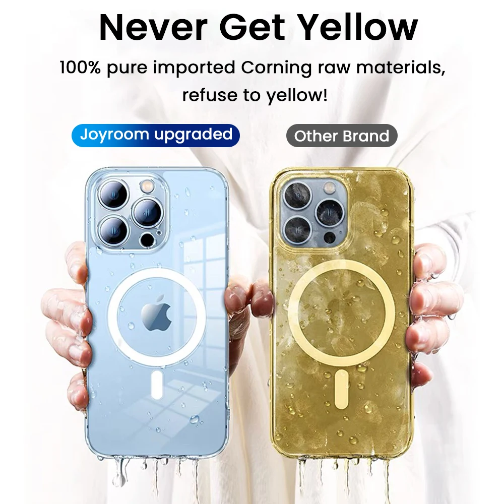 Joyroom Magnetic Case For iPhone14 13 12 Pro Max Transparent Cover For iPhone 13 Pro Max Case Wireless Charger Magnet Back Cover