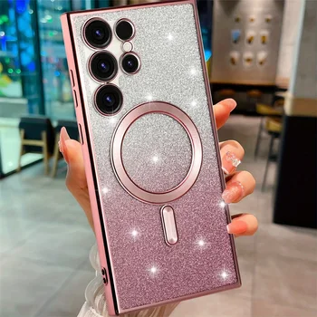 BlingBright 커버 삼성 갤럭시 S24 S23 S22 S21 S20 울트라 플러스 FE 글리터 케이스, 노트 20 울트라 플레이트, 무선 맥세이프 마그네틱 상품 이미지