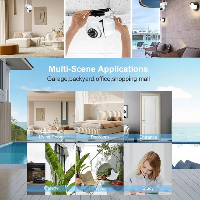 8MP Wifi IP Outdoor Wireless Security Surveillance PTZ Camera 4X Zoom Cameras AI Human Tracking Two-way Audio HD Night Color Cam 6