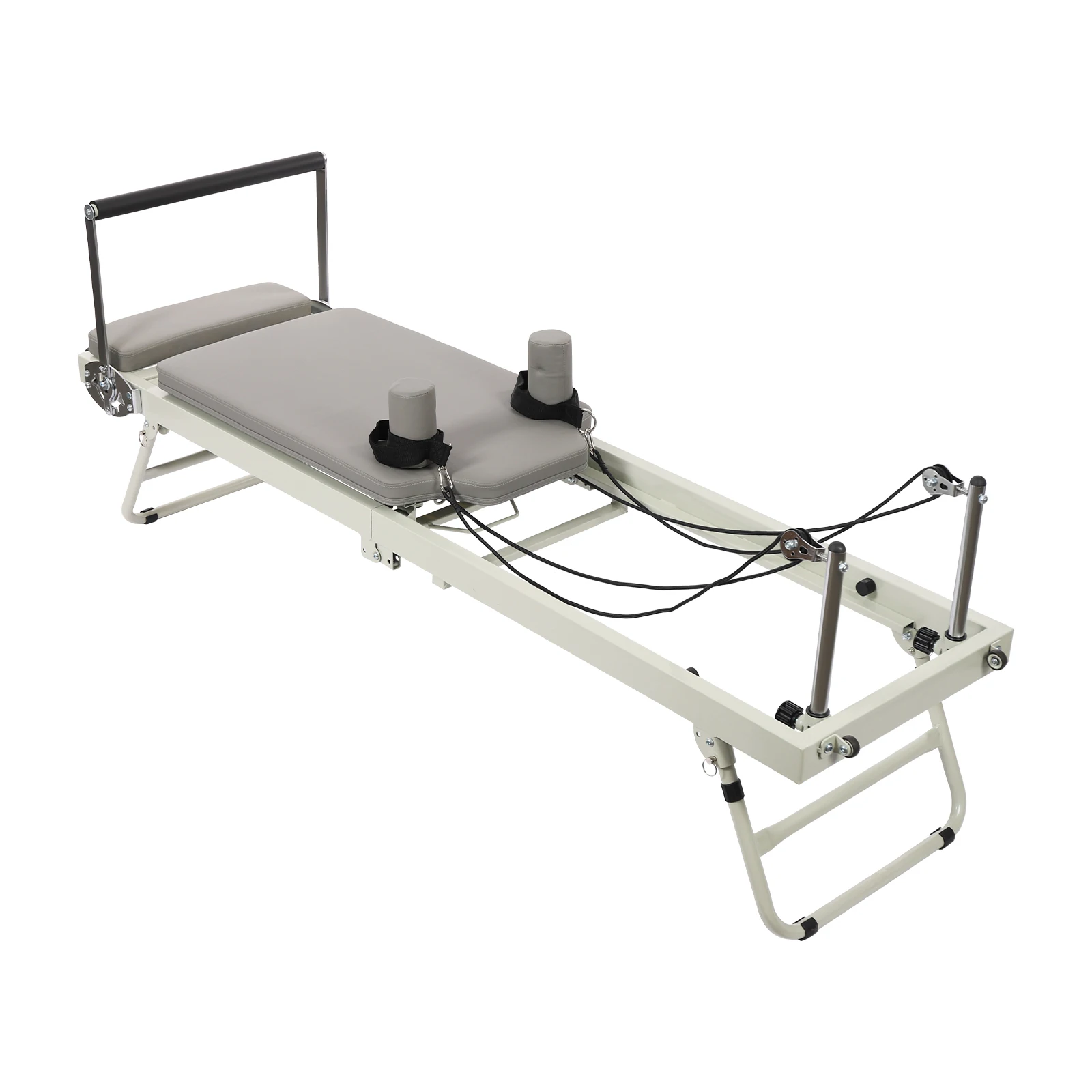 Foldable Yoga Reformer Machine Multifunctional Yoga Fitness Equipment Pilates Exercise Equipment W/Elastic Latex for Home