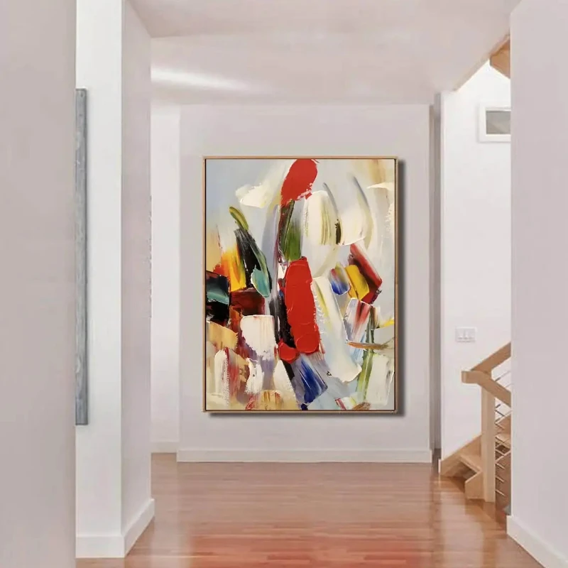 Colorful Textured Wall Art Abstract Handmade Painting On Canvas Large Wall Decor Room Decoration For Living Room Bedroom Picture - 3