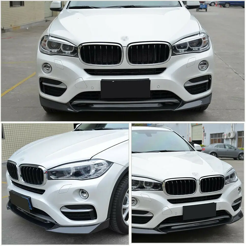 카본 파이버 자동차 프론트 범퍼 립 스플리터 스포일러 BMW F16 X6 기본 범퍼 2014-2018 프론트 립 친 스포일러 에이프론 FRP 3PCS