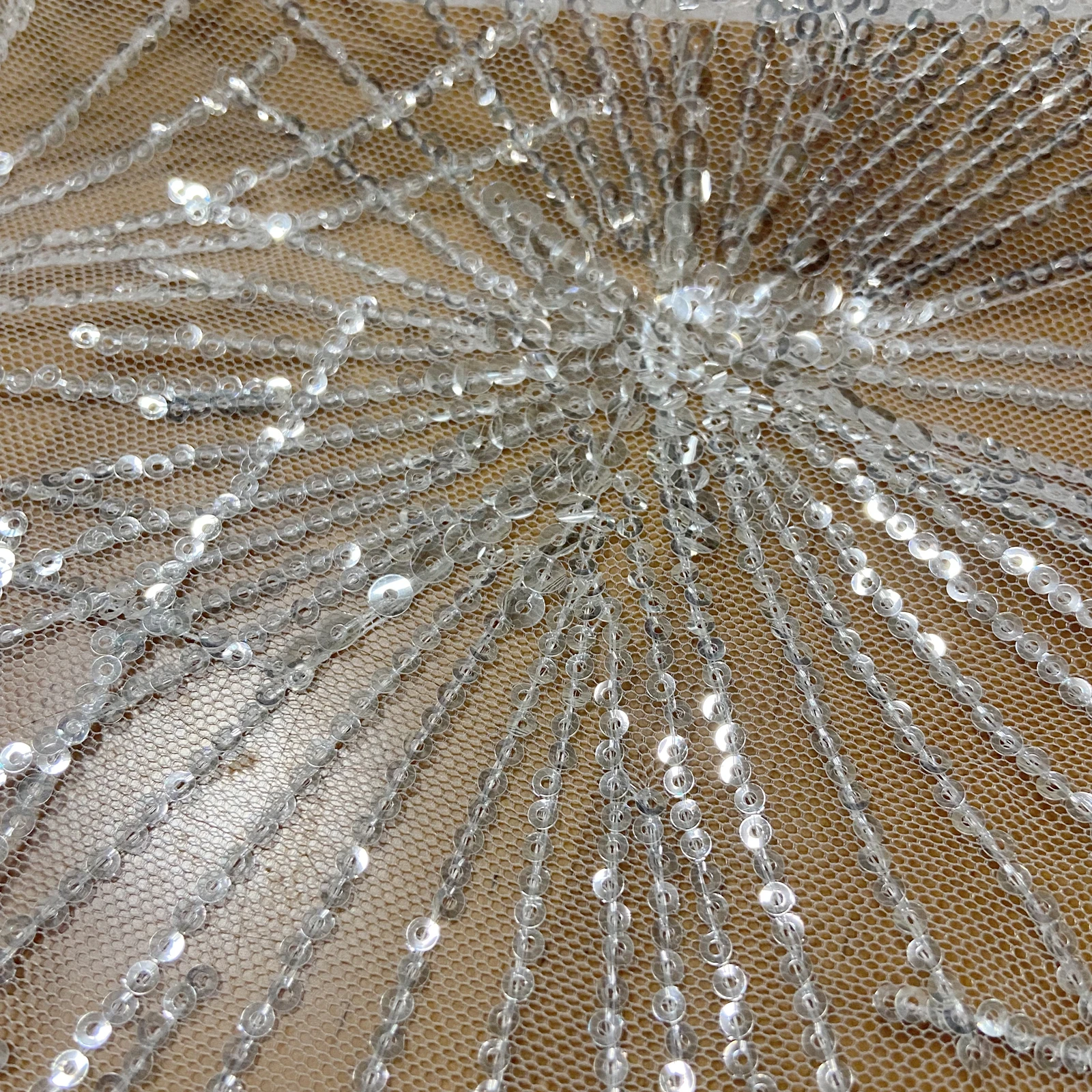 Super Bright Fireworks Pattern Crystal Sequin Tulle Embroidery Suitable For Wedding Dresses Evening Dresses Tablecloth Curtains