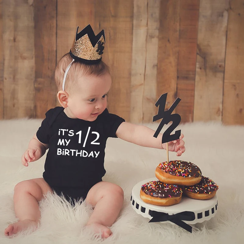 One Half Birthday Body Half Brithday Shirt 1/2 Half Birthday Boy Half Birthday Outfit Baby Gift Pagliaccetto Vestiti Del Bambino