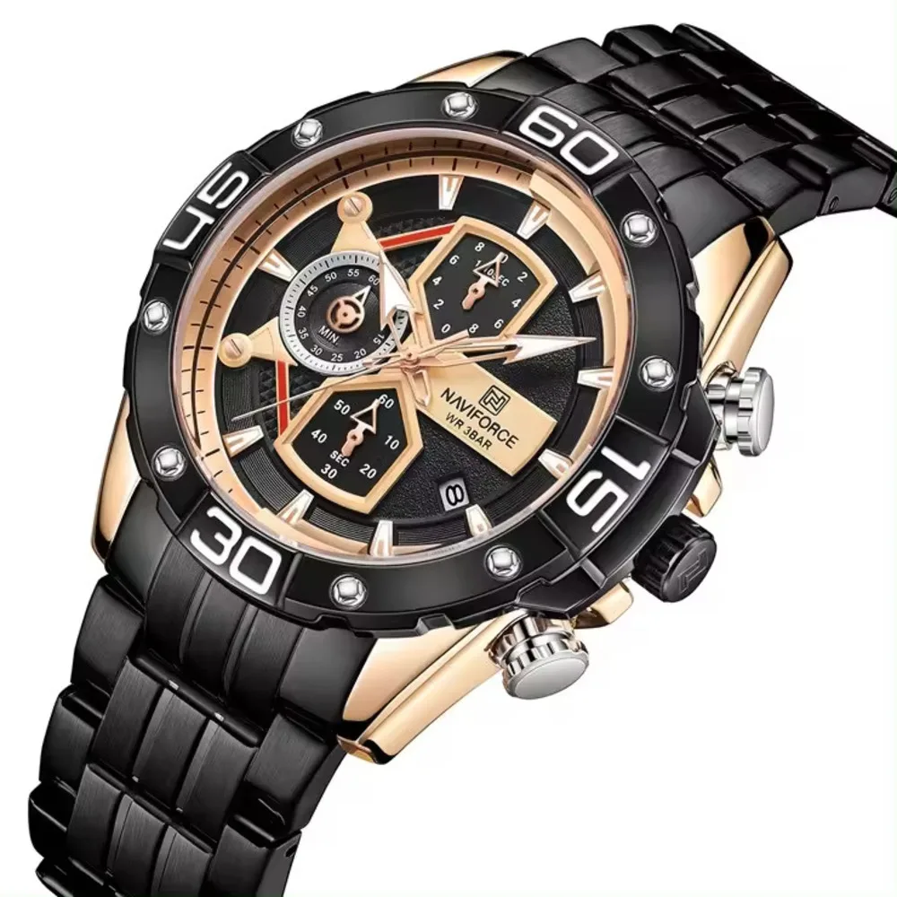 Quartz Watch For Men Sports Luxury Brand Military Waterproof Clock Chronograph Leather Strap Men Watch Relogios Masculino NF8018