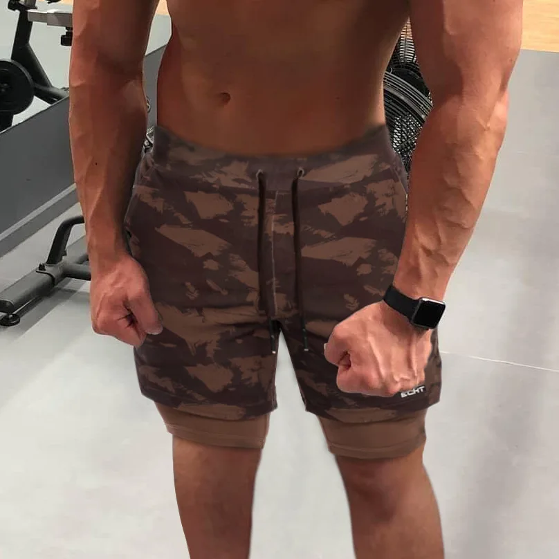 

2022 Men Running Shorts Mens 2 In 1 Double-deck Quick Dry GYM Sport Shorts Fitness Jogging Workout Shorts Men Sports Short Pants