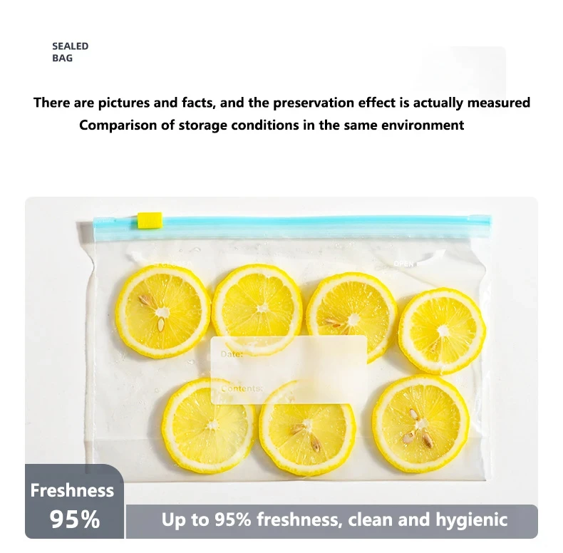 Description Picture 5 of item10 Pcs Reusable Food Storage Covers Bags Wrap Plastic Ziplock Household Food Preservation Sealed Zipper Kitchen Moisture-Proof