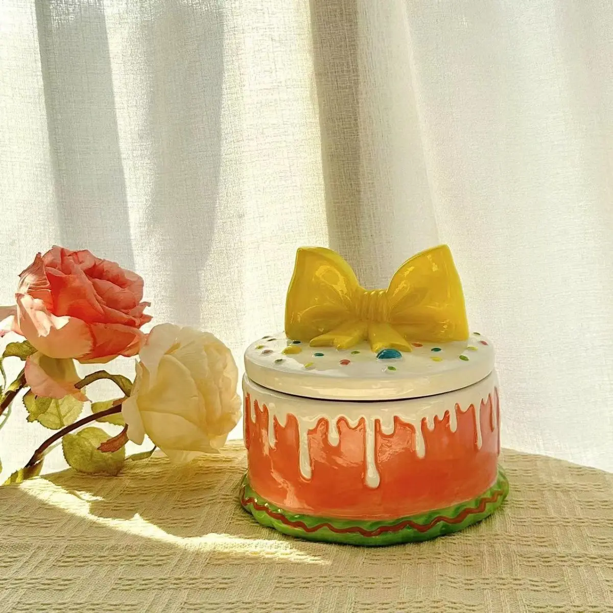 

Ns cake candy jar storage box home decoration ceramic ornaments girl gift birthday