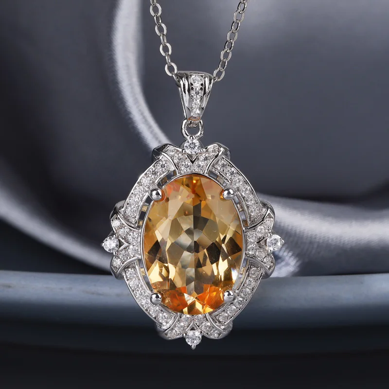 

CSJ Genuine 925 Silver Pendants Natural Amethyst Citrine Gemstone 10*14mm Necklace for Women Birthday Party Jewelry Gift