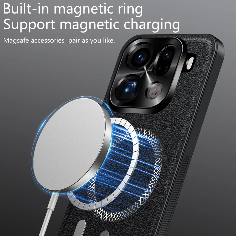 Luxury PU Leather Magnetic MagSafe Protective Back Cover Case - Premium Design