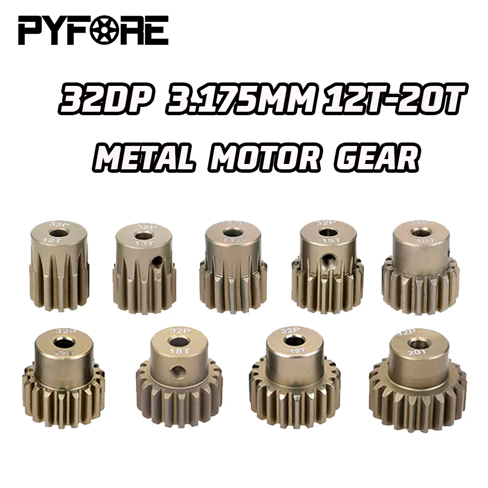 32P 3.175mm 12T 13T 14T 15T 16T 17T 18T 19T 20T 7075 알루미늄 합금 금속 피니언 모터 기어 1/10 RC 모델 자동차 모터