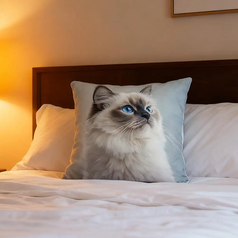 Kissenbezug mit künstlerischem Katzenmotiv, bezauberndes und kuscheliges Geschenk für Katzenliebhaber und Liebhaber gemütlicher Heimdekoration – Detail 3