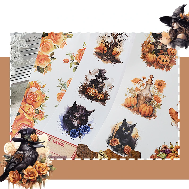 20Sheets Vintage Sticker Book Halloween Christmas Girls Flowers PET Washi  Stickers for Scrapbooking Journal Diary Decoration - AliExpress