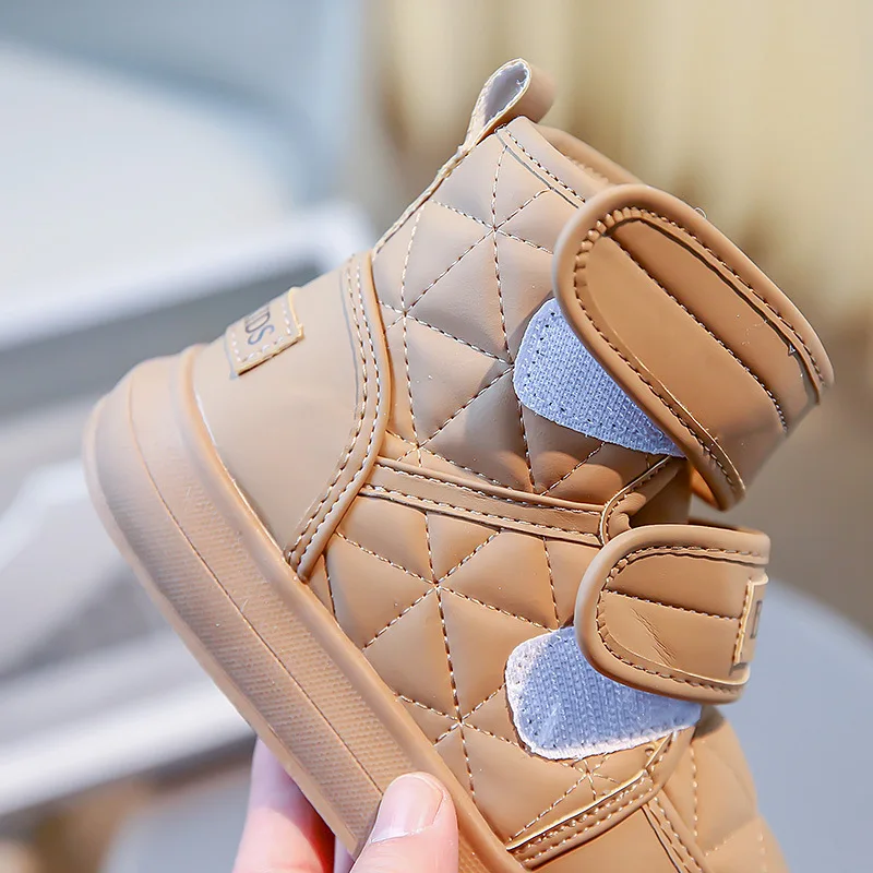 Scarpe invernali per bambini 2024, in pelle e pile, con suola in gomma morbida, alla moda, all'aperto, calde, per bambine_voghion.com