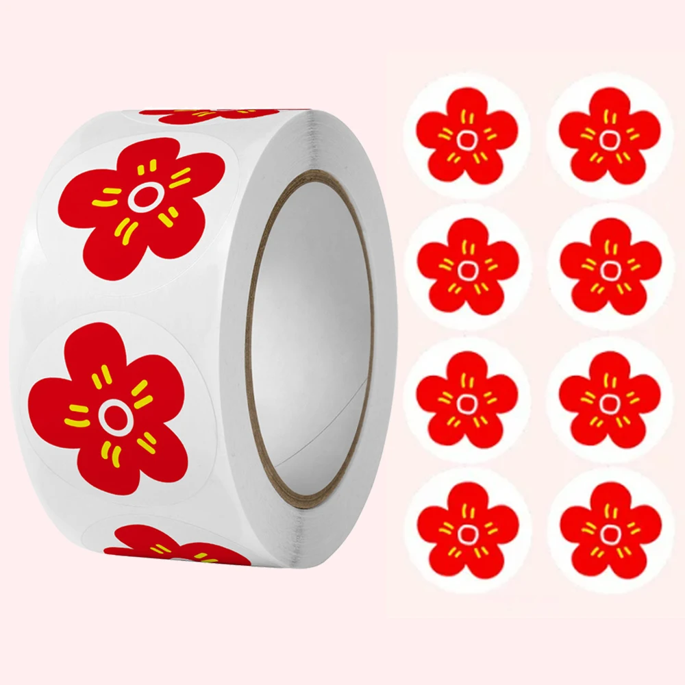 

500pcs/roll Cute Flowers Reward Stickers for Kids 1inch Journaling Scrapbooking Decorative Stickers Teachers Classroom Supplies