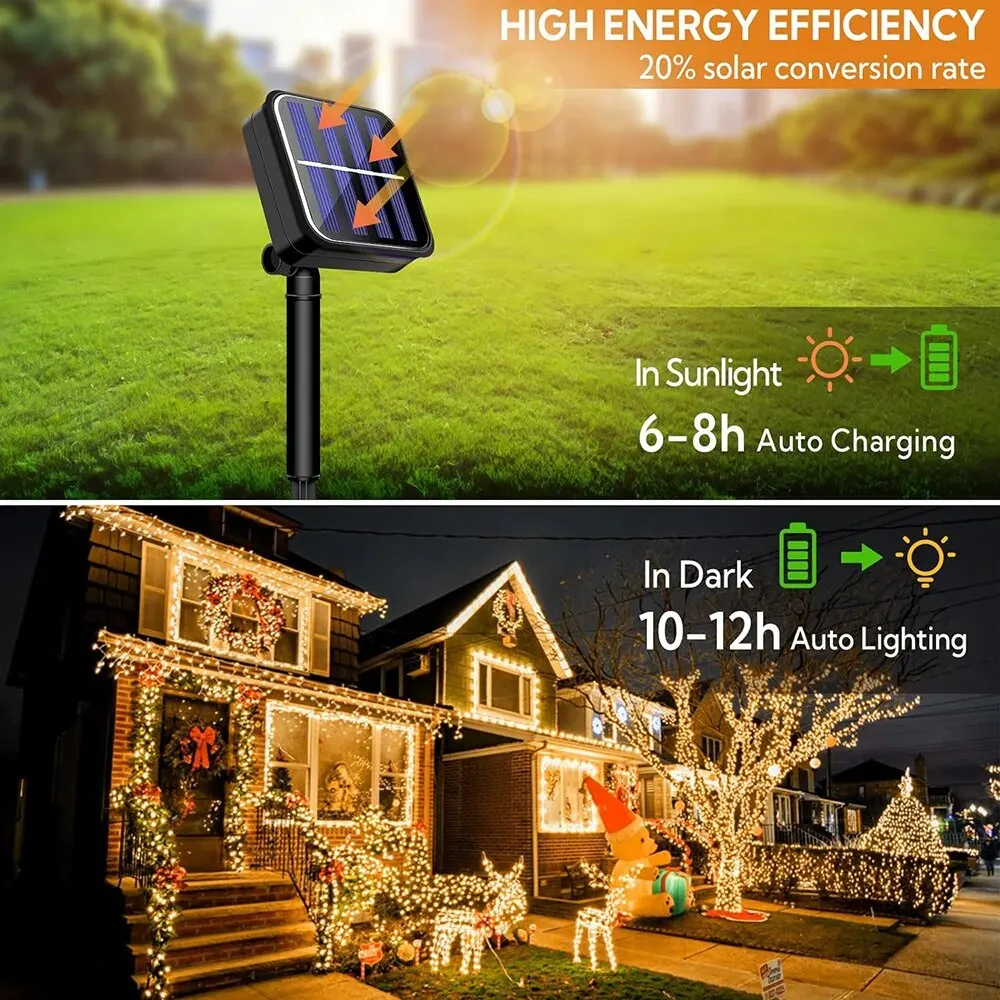 Solar String Lights Outdoor Waterproof Solar Fairy Lights 8 Modes Christmas for Garden Patio Wedding Decorations solar lights